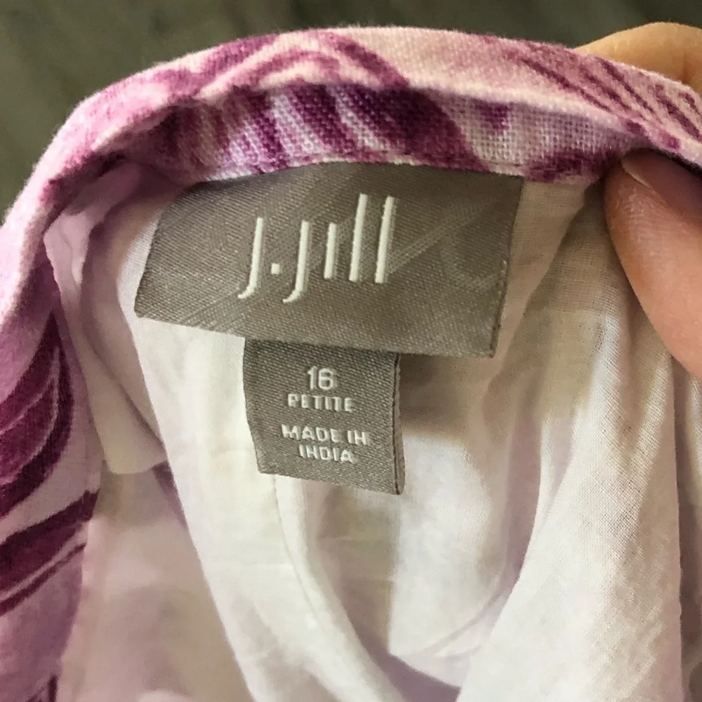 J Jill|Feminine FLORAL Linen/Cotton White & Lavendar midi skirt, flowy•••size 16